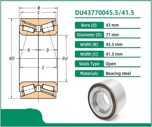 1 قطعة DU43770045.5/41.5 43X77X45.5X41.5 43KWD07 517013 DU437700455/415 وحدات المحور مدبب أسطواني in Kuwait