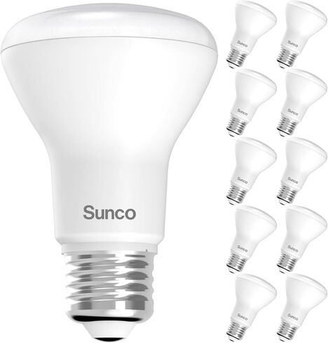 Sunco 10 Pack BR20 LED Bulb Dimmable, Small Recessed Lighting Bulbs, R20 Mini Flood Light Indoor, 550 LM, 7W (50W Equivalent), 2700K Soft White, E26 Base, Can Light for Home, Kitchen, Bedroom UL in Kuwait