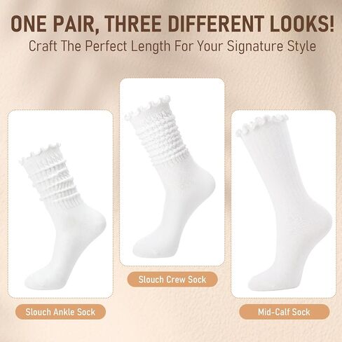 6 أزواج من الجوارب النسائية المكشكشة، جورب أبيض اللون | مقاس 5-9، زخرفة مكشكشة لطيفة، جورب أنبوبي على شكل ضلع عتيق، جوارب رياضية كاجوال مكشكشة قابلة للتنفس للأحذية الرياضية in Kuwait