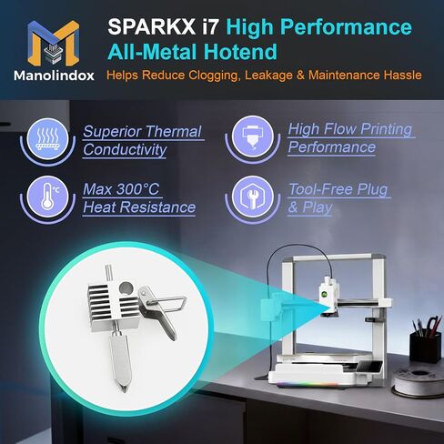2PK SPARKX i7 Hotend 0.4MM Hardened Steel Nozzle Hot End High Temperature Resistant Replacement Parts for Creality SPARKX i7 3D Printer with Cleaning Tools in Kuwait