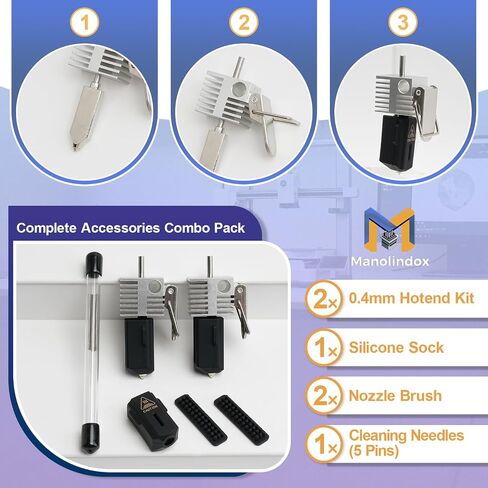 2PK SPARKX i7 Hotend 0.4MM Hardened Steel Nozzle Hot End High Temperature Resistant Replacement Parts for Creality SPARKX i7 3D Printer with Cleaning Tools in Kuwait