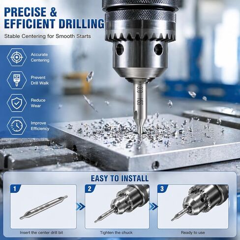 7 Pieces Center Drill Bits Set M2 High Speed Steel Center Drill 60-Degree Angle Bits Kit Countersink Tools for Lathe Metalworking in Size 1.0 1.5 2.0 2.5 3.0 4.0 5.0 in Kuwait