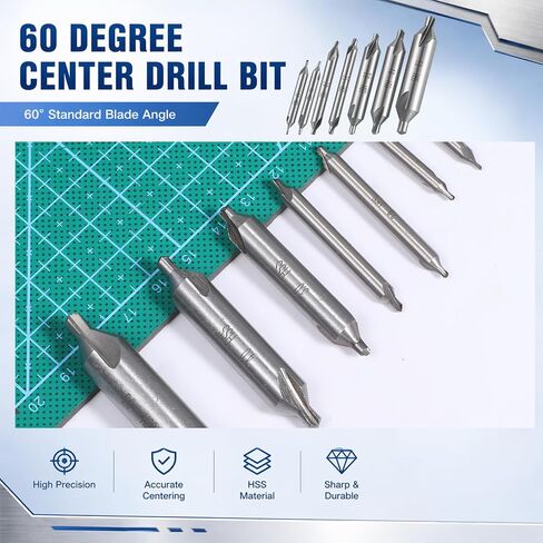 7 Pieces Center Drill Bits Set M2 High Speed Steel Center Drill 60-Degree Angle Bits Kit Countersink Tools for Lathe Metalworking in Size 1.0 1.5 2.0 2.5 3.0 4.0 5.0 in Kuwait