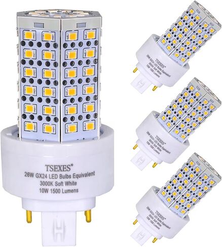 لمبة TSEXES GX24Q ذات 4 دبابيس 10 وات PL-C LED، تحل محل 26 وات CFL - متوافقة مع صابورة التوصيل والتشغيل، 1500 لومن، 4100 ك أبيض بارد، 4 عبوات in Kuwait