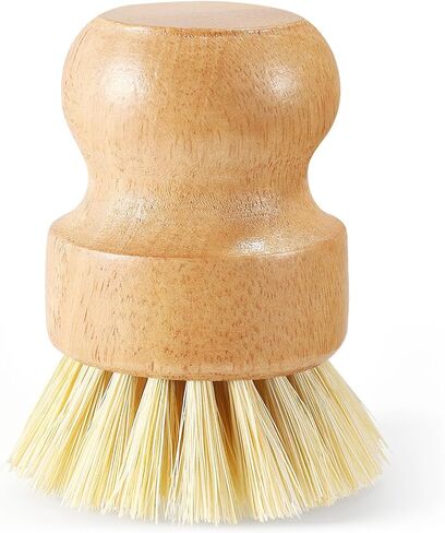 Wooden Dish Brush Handheld Bamboo Wok Brush Scrubber for Dishes Pans Pots Fruit and Veggie Washing(1,Beige) in Kuwait