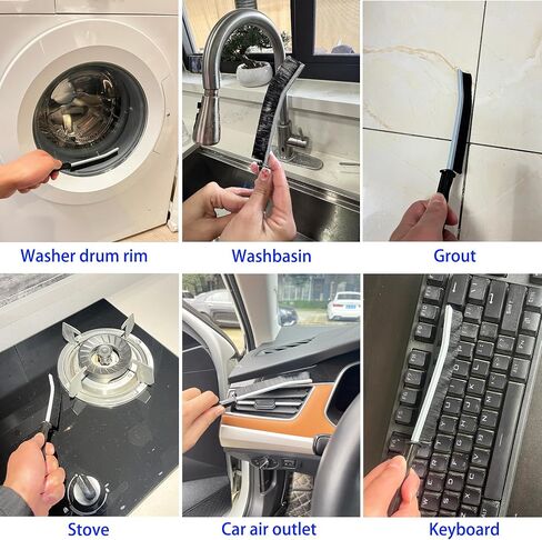 7 Pcs Hard Bristle Crevice Cleaning Brush Set - for Grout, Tight Spaces & Gap Cleaning, Deep Reach Narrow Scrubber Tools for Bathroom Tiles, Kitchen Sink, Window Tracks & Car Vents, Home Essentials in Kuwait