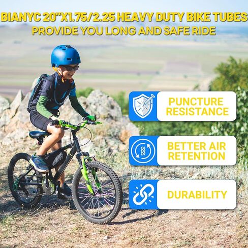 BiAnYC 2Pcs Heavy Duty 20 inchx1.75/1.95/2.0/2.10/2.125/2.25 Bike Tubes+Tire Lever,Schrader Valve 32 mm,Suitable for Tire Size 20" x1.75-2.25 Mountain,Cruiser,and City Bikes in Kuwait