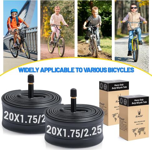 BiAnYC 2Pcs Heavy Duty 20 inchx1.75/1.95/2.0/2.10/2.125/2.25 Bike Tubes+Tire Lever,Schrader Valve 32 mm,Suitable for Tire Size 20" x1.75-2.25 Mountain,Cruiser,and City Bikes in Kuwait