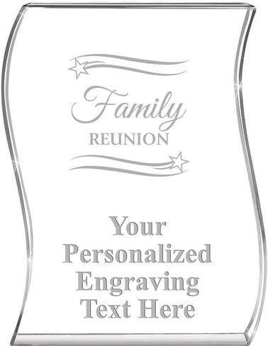 Crown Awards Family Reunion Wave Acrylic Award, 4" H Personalized Family Reunion Award, Engraving Included Prime in Saudi Arabia