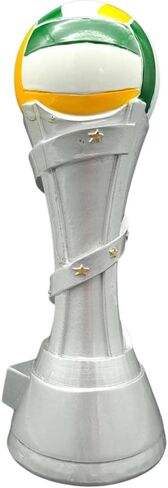 Premium Victory Volleyball Trophy | Free Engraving, Silver Design with Gold Star Accents, Full Color Resin Award, 3 Lines Engraved Text, Multiple Sizes in Saudi Arabia