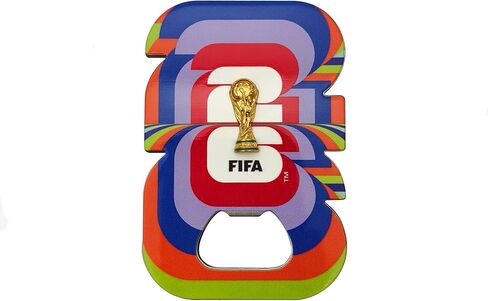 Officially Licensed FIFA 2026 World Cup Multicolor Emblem Bottle Opener Magnet – Vibrant Trophy and 26 Graphic Fridge Bottle Opener for Home Bars Kitchens Tailgates and Soccer Fan Collectors in Saudi Arabia