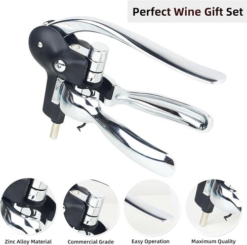 Wine Opener, Rabbit Corkscrew with Luxury Gift Box, Premium 5-Piece Set, Includes Wine Stopper, Foil Cutter, Wine Pourer, Quick and Easy Cork Extraction for Wine Lovers (Futura Silver) in Saudi Arabia