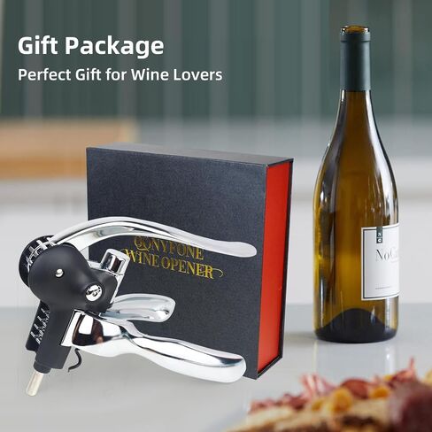 Wine Opener, Rabbit Corkscrew with Luxury Gift Box, Premium 5-Piece Set, Includes Wine Stopper, Foil Cutter, Wine Pourer, Quick and Easy Cork Extraction for Wine Lovers (Futura Silver) in Saudi Arabia