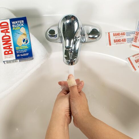 Band-Aid Brand Water Block Flex 100% Waterproof Adhesive Bandages for First Aid & Wound Care, Sterile Ultra-Flexible Design, 20 ct Box of All One Size + 6 ct Box of Large Sized Bandages in Saudi Arabia