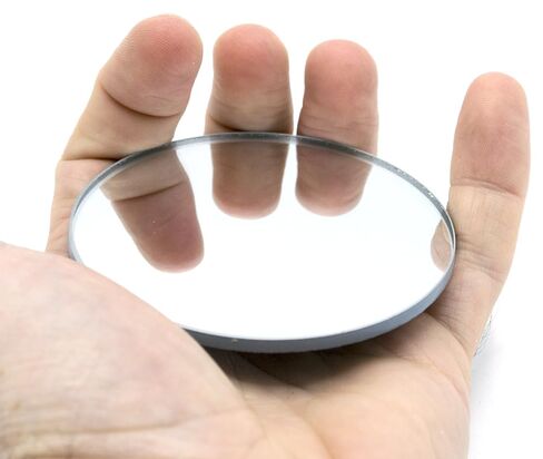 Round Convex Glass Mirror - 3" (75mm) Diameter - 150mm Focal Length - 3.3mm Thick Approx. - Eisco Labs in Kuwait