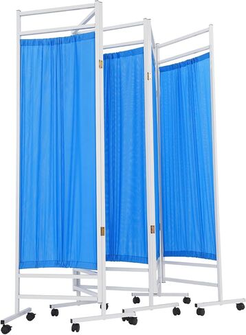 5.9 Ft Medical Privacy Screen, 5-Panel Medical Room Divider on Wheels Foldable Partition with Dual Fabric Portable and Foldable Medical Room Divider for Hospital Clinic Beauty Salon (Blue) in Kuwait