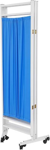 5.9 Ft Medical Privacy Screen, 5-Panel Medical Room Divider on Wheels Foldable Partition with Dual Fabric Portable and Foldable Medical Room Divider for Hospital Clinic Beauty Salon (Blue) in Kuwait