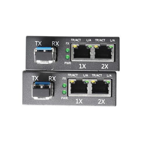 محول الوسائط الليفية منافذ RJ45 المزدوجة إلى SM LC 1000Base LX 20km | 10/100/1000Base-Tx إلى 1000Base-LX، متوافق مع الوضع الفردي SFP 1310nm حتى 20 كم، بديل لأجهزة الإرسال 1.25G in Kuwait