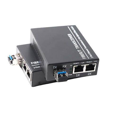محول الوسائط الليفية منافذ RJ45 المزدوجة إلى SM LC 1000Base LX 20km | 10/100/1000Base-Tx إلى 1000Base-LX، متوافق مع الوضع الفردي SFP 1310nm حتى 20 كم، بديل لأجهزة الإرسال 1.25G in Kuwait