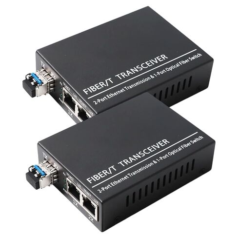 محول الوسائط الليفية منافذ RJ45 المزدوجة إلى SM LC 1000Base LX 20km | 10/100/1000Base-Tx إلى 1000Base-LX، متوافق مع الوضع الفردي SFP 1310nm حتى 20 كم، بديل لأجهزة الإرسال 1.25G in Kuwait