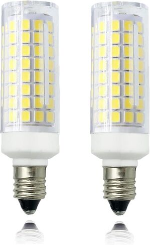 E11 LED لمبة 7W Dimmable E11 Mini Candelabra Base 75W يعادل هالوجين، T3/T4 JD E11 LED لمبة إضاءة لمروحة سقف خزانة الثريا الإضاءة الزخرفية البيضاء الدافئة 3000K (حزمة من 2) in Kuwait