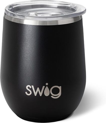 كوب نبيذ Swig Life بسعة 12oz مع غطاء، من الفولاذ المقاوم للصدأ، آمن للاستخدام في غسالة الأطباق، محمول، كوب نبيذ معزول ثلاثي (العروس لتكون) in Kuwait