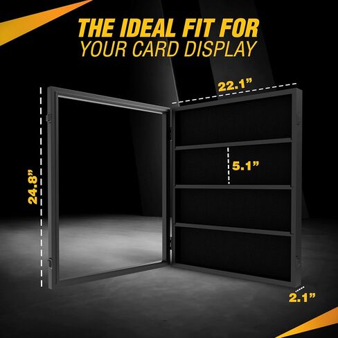 24 Graded Card Display Case, Baseball Card Display Stand, UV Protection, Storage Cabinet, Wall Mounted, Sports Cards, Baseball Trading Card, Wall Display Case, Case Stand, PSA, MTG, Black in Kuwait