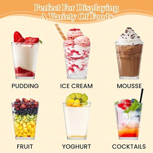 165 Pcs 5oz Clear Plastic Dessert Cups with Lids & Spoons – BPA-Free Mini Parfait & Pudding Cups, Disposable or Reusable Appetizer Containers in Kuwait