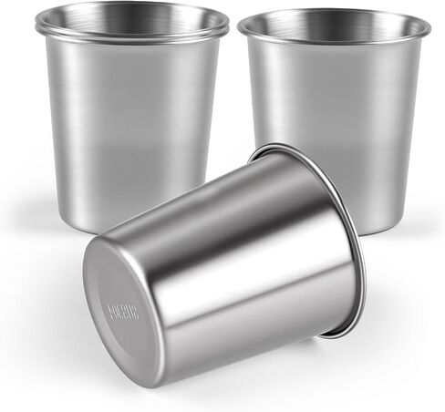 Ninsula Stainless Steel Cups 4 Pack, 8 Ounce Unbreakable Stackable Metal Cups, Durable Reusable Kids Stainless Steel Cup for Bar, Home, Restaurant in Kuwait