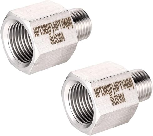 2 قطعة 3/8 "NPT أنثى x 1/4" NPT محول مخفض ذكر، محول خيط كامل من الفولاذ المقاوم للصدأ لصنبور الحمام المطبخ موصل صانع الثلج خط المياه in Kuwait