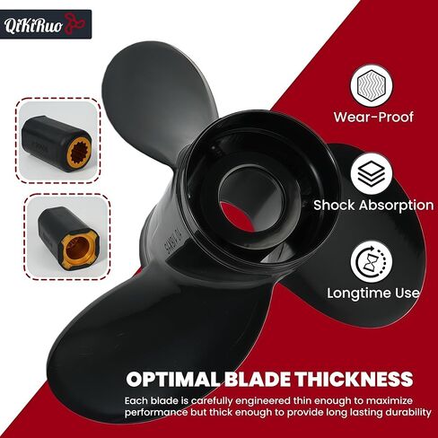 10 1/8x15 المروحة تناسب ميركوري 25/30/35/40/45/50/55/60/70/75hp، ترقية OEM 13 دعامة خارجية من الألومنيوم ذات الأسنان، RH، 48-73140A45 in Kuwait