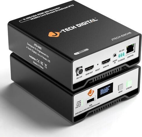 جهاز تشفير فيديو HDMI الرقمي من J-Tech H.264 H.265 IPTV Network Video Encoder 4K 30 هرتز مع NDI، تضمين الصوت، PoE، يدعم بروتوكولات UDP، HTTP، RTSP، RTMP، ONVIF، NDI HX2 [JTECH-ENCH6] in Kuwait