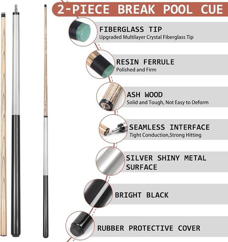 Kmise Break Cue Stick,57 Inch 2-Piece Break Cue Stick Punch Billiard Pool Cue Sticks with 13mm Pro Breaking Tip,23oz Pool Stick. in Kuwait