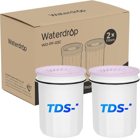 استبدال فلتر المياه Waterdrop PF-03C لنظام ترشيح موزع تقليل TDS WFD-03L TDS، يقلل TDS، والكلور، وPFOA/PFOS وأكثر من ذلك، يدوم لمدة تصل إلى شهرين، عبوتان in Kuwait