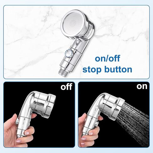 Shampoo Bowl Sprayer Head, Silver Adjustable Handheld Sink Sprayer Head Portable Shower Heads with Stop Water-Saving Function Button for Home Salon Spa Chairs in Kuwait