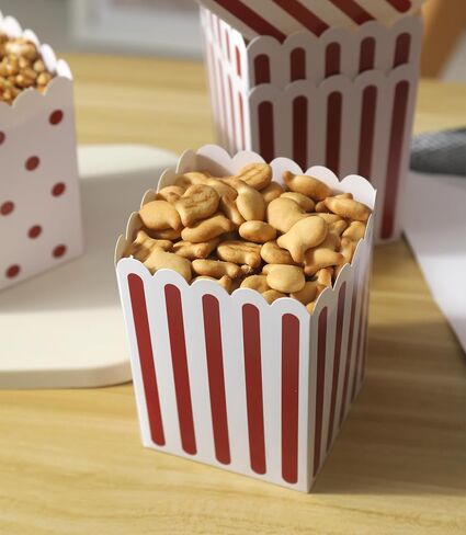 علب الفشار الصغيرة من Winoo Design 100 PK، حاويات حوامل الفشار الورقية الصغيرة، أكواب حلوى للحفلات، وديكورات الأفلام الليلية in Kuwait