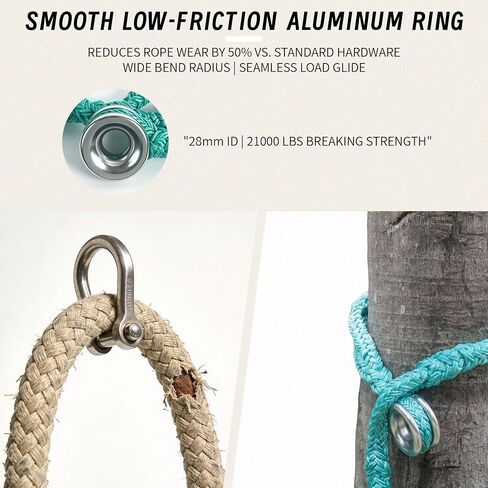 3/4" x 6' Arborist Rigging Ring Sling Rope - Friction Saver with 7 Adjustable Pockets & #3 Aluminum Ring, 14600 lbs MBS for Tree Trimming, Removal & Canopy Anchors in Kuwait