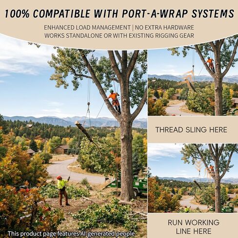 3/4" x 6' Arborist Rigging Ring Sling Rope - Friction Saver with 7 Adjustable Pockets & #3 Aluminum Ring, 14600 lbs MBS for Tree Trimming, Removal & Canopy Anchors in Kuwait