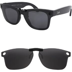Polarized Clip-on Sunglasses for Ray-Ban Meta Wayfarer RW4008 & Gen 2 RW4012 Large 53-22 for Men Women UV Protection-Black in Kuwait