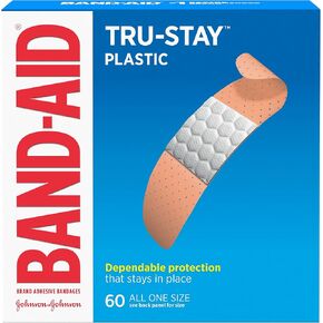 Band-Aid Brand Tru-Stay Plastic Strips Adhesive Bandages for Wound Care and First Aid, All One Size, 60 ct in Saudi Arabia