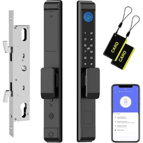 قفل باب زجاجي منزلق نحيف 2885 مزلاج eLinkSmart قفل ذكي مقاوم للماء بدون مفتاح مع خطاف لسمك الباب 22 ~ 110 مم، بصمة لوحة مفاتيح ألومنيوم لباب الفناء Tuya App in Kuwait