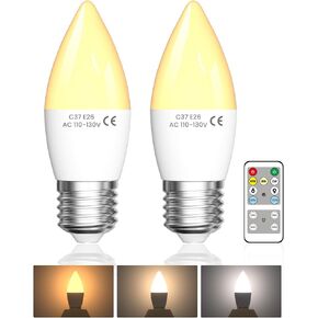 مصابيح شمعدان LED Lustaled 4W E12 مع جهاز تحكم عن بعد، لمبة شمعة B11/C37 قابلة للتعتيم 40 وات مكافئة، 3 ألوان ومؤقت 120 فولت للثريات ومراوح السقف ومصابيح ليلية، غير قابلة لإعادة الشحن in Kuwait