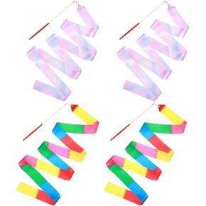 4 Pcs Ribbon Dancer Wand for Kids, Dance Ribbons for Kids with Streamers | Gymnastics Training Equipment for Girls & Adults (Colorful) in Saudi Arabia