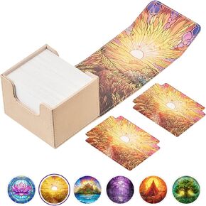 صندوق بطاقات Arcane Fortress لقائد MTG، يناسب 100 بطاقة مزدوجة الأكمام، جلد فاخر، صندوق TCG Deck لـ Magic EDH، حافظة مغناطيسية مع 3 فواصل وصندوق تخزين النرد (جزيرة مخفية) in Kuwait