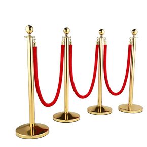4 Pack Gold Stanchions Set with 3 Pcs 5 ft Red Velvet Ropes | Stainless Steel Crowd Control Barriers, Heavy-Duty Fillable Base, Red Carpet Poles & Ropes for Party, Wedding, Museum in Saudi Arabia