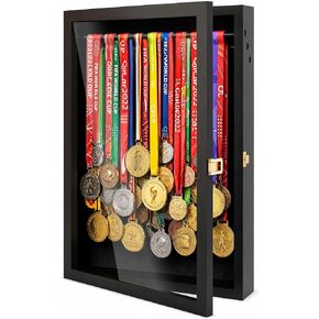 Medal Hanger Display Case, Medal Holder for Wall Clear View Lockable, Dust-Proof Marathon Medal Display Frame with 3 Tier Hanging Rods, Holds 45 Medals, for Gymnastics, Race, Soccer in Kuwait