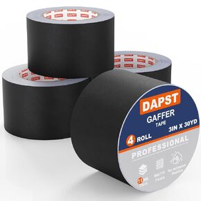 حزمة واحدة من أشرطة Gaffers السوداء مقاس 3 بوصة × 30 ياردة × 11 ميل - شريط Gaff أسود احترافي - مقاوم للماء، بدون بقايا، غير عاكس، سهل المسيل للدموع - التصوير الفوتوغرافي، خلفية التصوير، المسرح، الإنتاج (30 ياردة في تاتال) in Kuwait