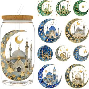 12 PCS Colorful Dragonfly and Flower UV DTF Cup Wrap for 16 oz Glass Table Bottles High Viscosity Self-Adhesive Stickers in Saudi Arabia