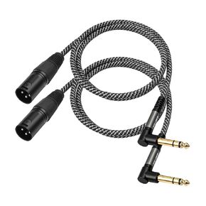 2 Pack XLR Male to Angle 1/4" TRS Stereo Adapter Cable,6 FT Balanced Audio Converter for Microphones, Mixers & Studio Equipment - Oxygen-Free Copper, Gold-Plated Connectors in Kuwait