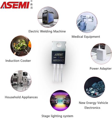 (عبوة من 10 قطع) MBR3045CT ASEMI TO-220AB ميكرون رقاقة شوتكي حاجز ديود 30a 45v للمحول in Kuwait